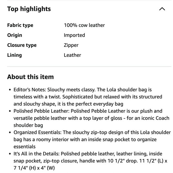 Like new Coach Lola in black pebbled leather - Picture 13 of 13